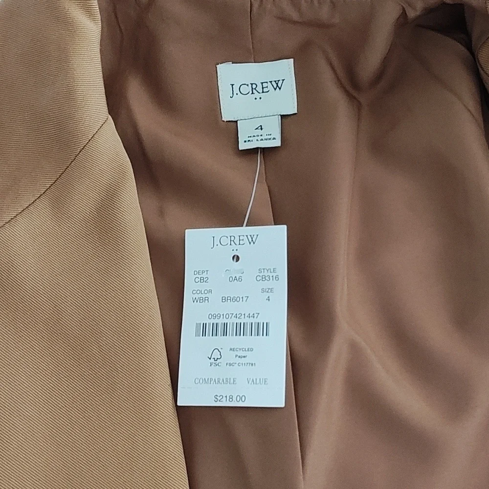 New JCREW Twill Double Breasted Blazer Size 4